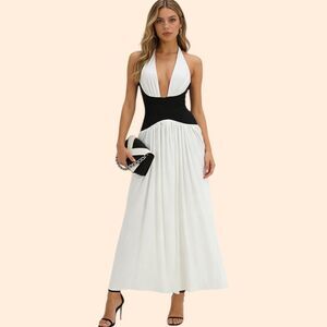 Elegant Black and White Maxi Dress